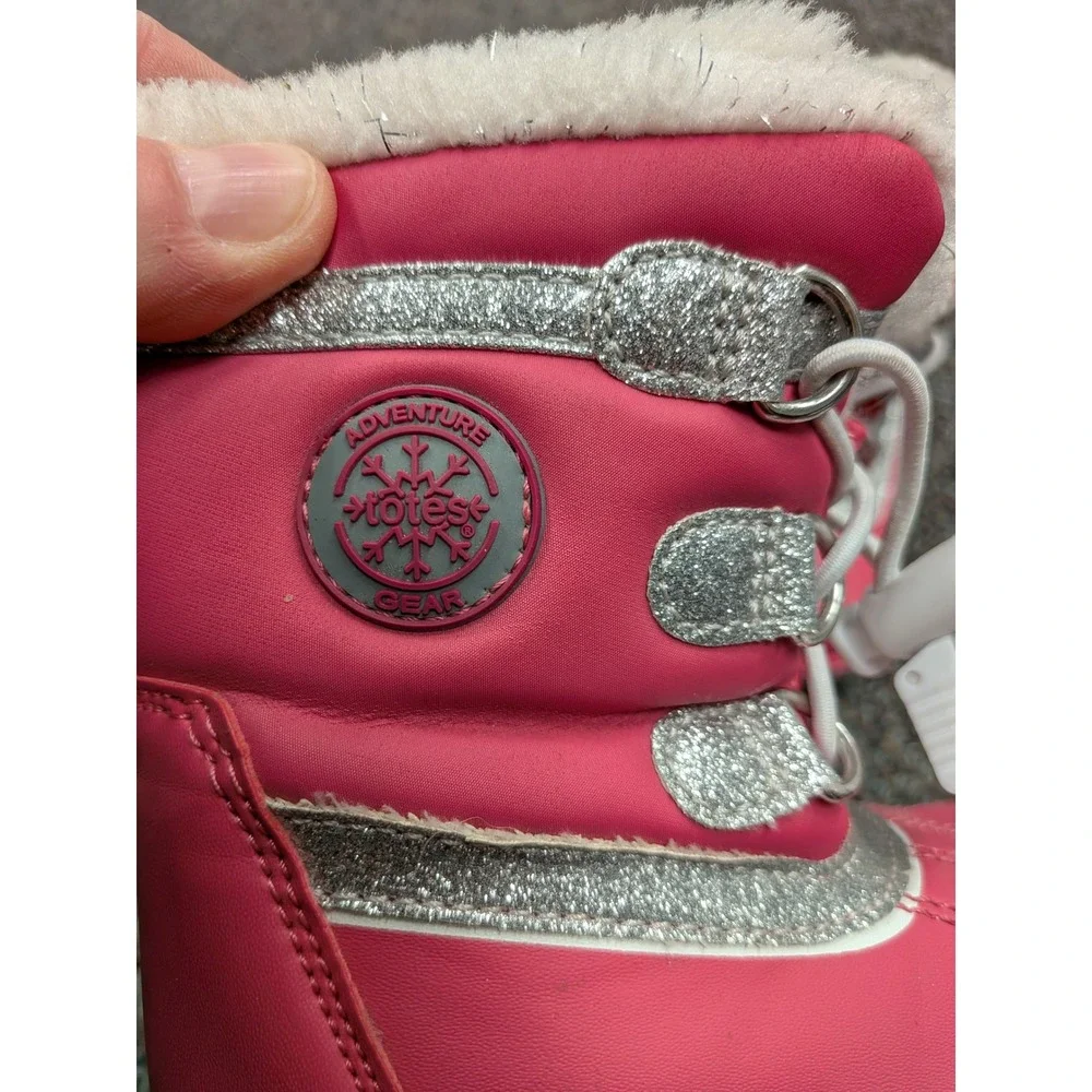 Totes Adventure Gear Girls Pink Glitter Faux Fur Snow Boots‎ Size 5 Toddler